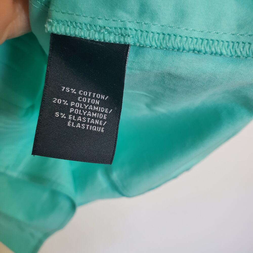 Lafayette 148 Teal Top 10 Collar Pleated Button Shirt 10 Stretch Career Casual - Picture 5 of 5